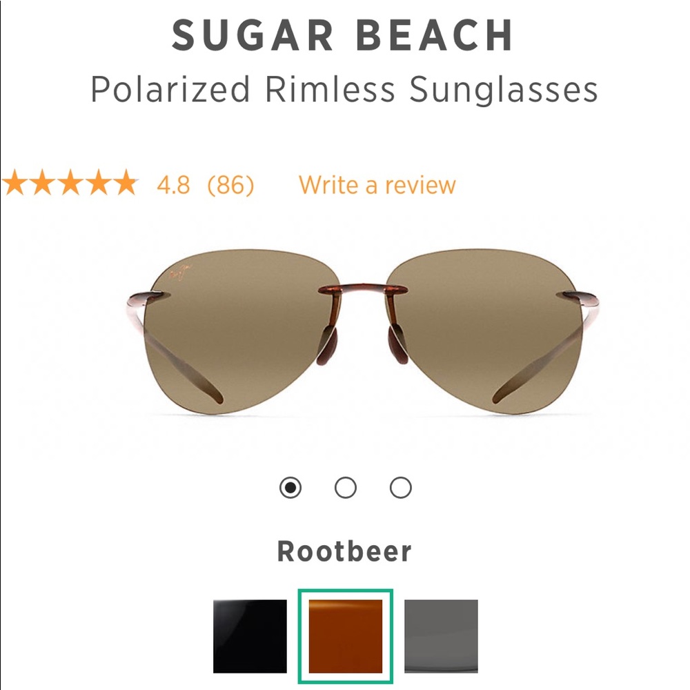 Maui Jim Polarized Sugar Beach Frameless Aviators